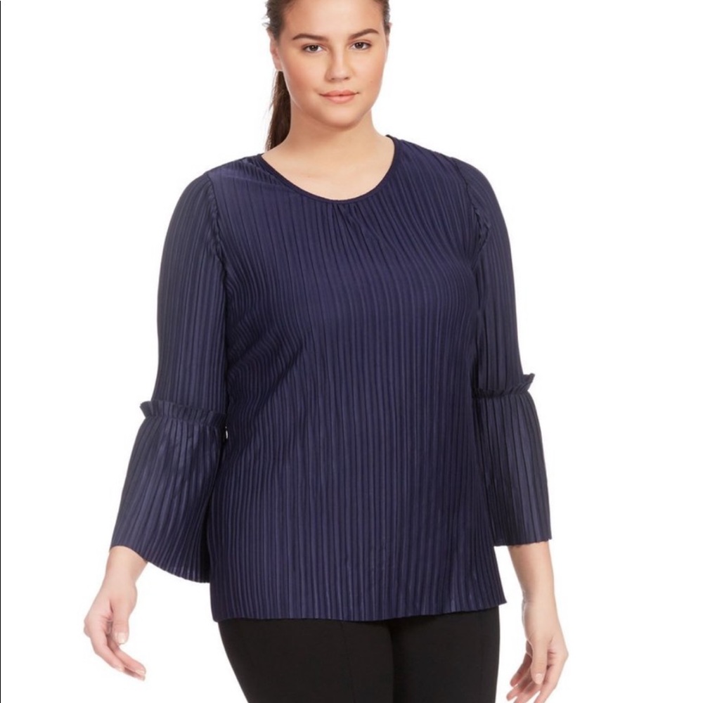 NY Collection Crystal Pleat Top